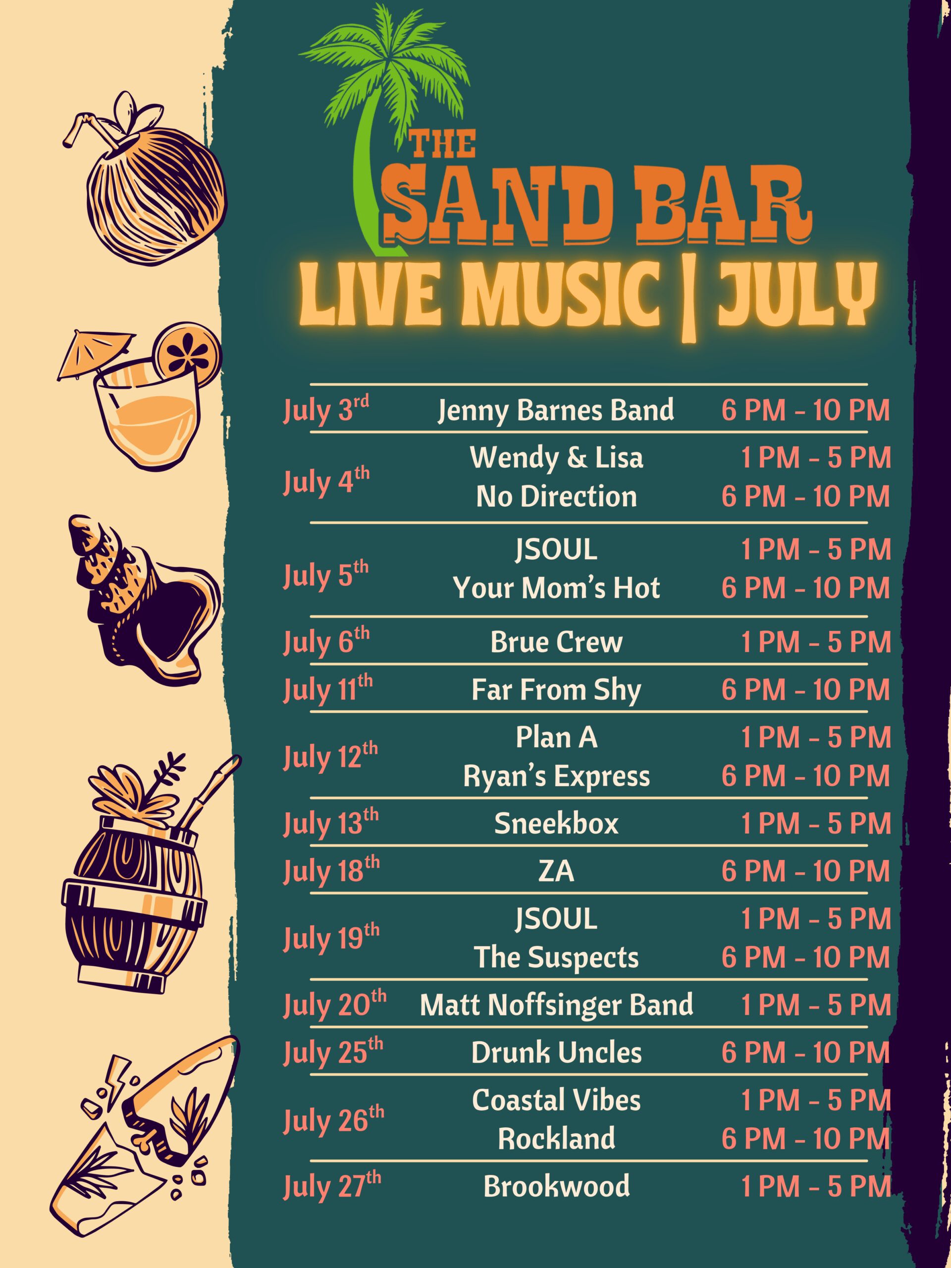 Sand Bar Live Music Summer 2025