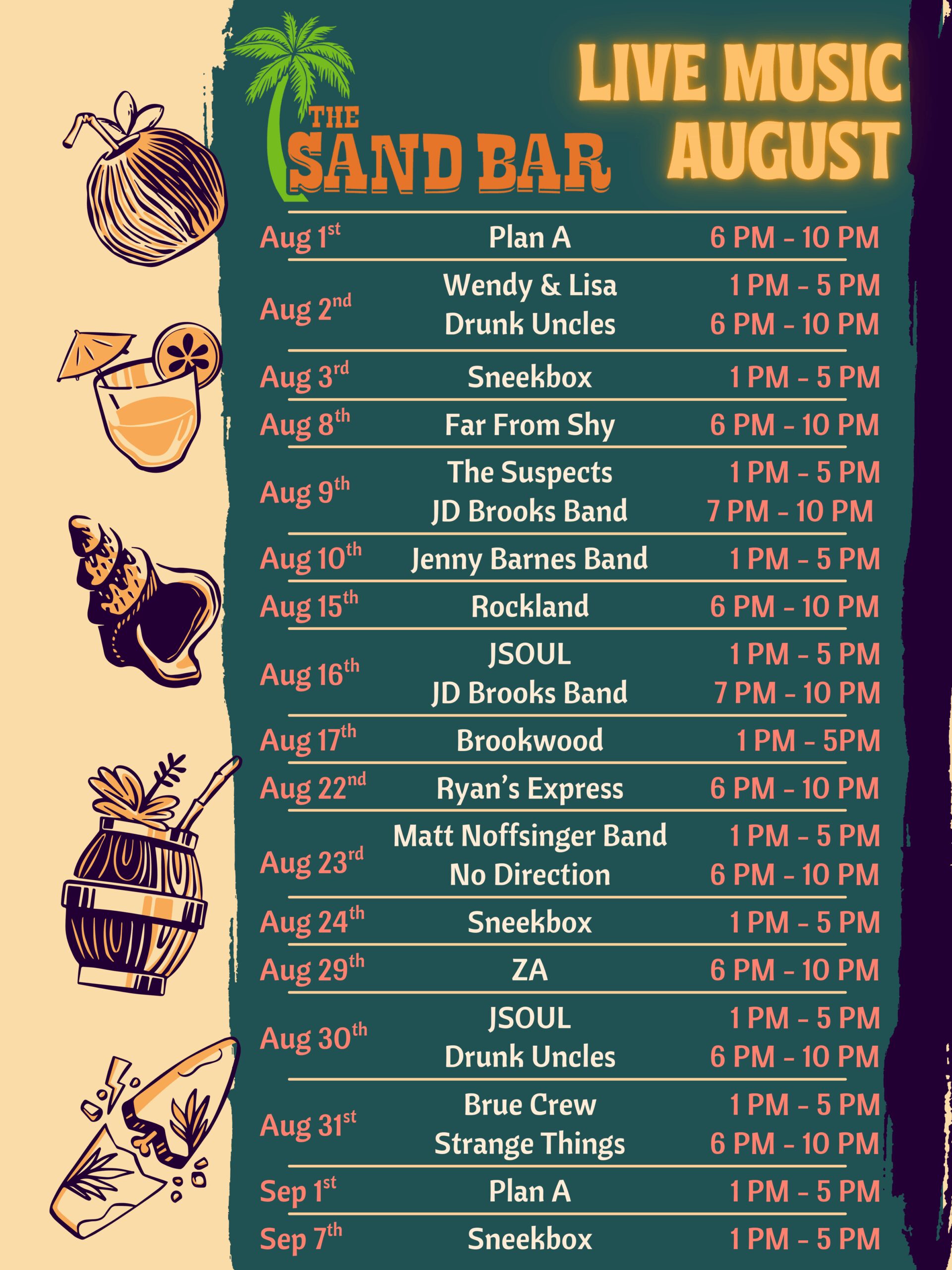 Sand Bar Live Music Summer 2025