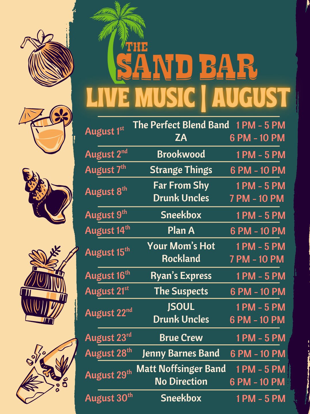 Sawmill Sand Bar Live Music - August 2026